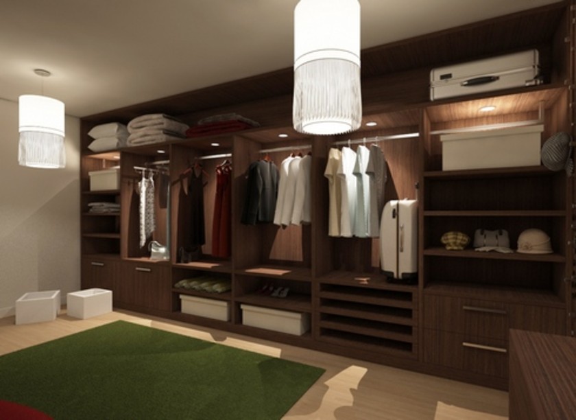 Классическая гардеробная комната из массива с подсветкой Комсомольск-на-Амуре